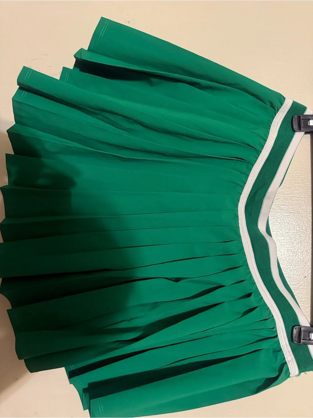 Avia Green Pleated Skater Skirt with White-Trim Waistband